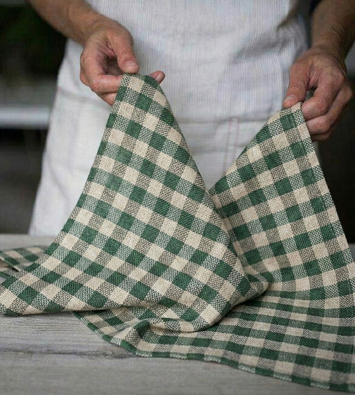 Набор кухонных полотенец 33x50, 2 шт белый/зеленый, белый/бежевый хлопок - Denastia фото 2