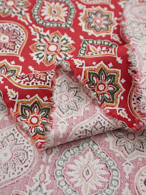 Импорт. хлопок Восточные арабески цв.красный, ш.1.45м, хлопок-100%, 100гр/м.кв - Купава фото 5