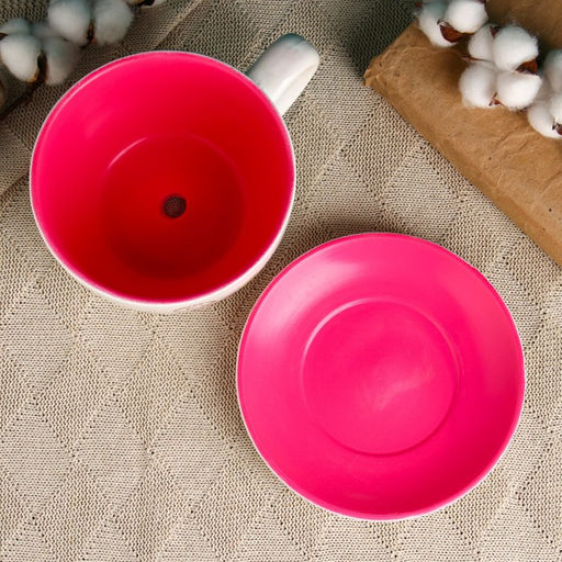 Горшок для цветов «Эмма», 1.3 л, 19×15×10 см, керамика, с поддоном, белый, розовый, Greengo