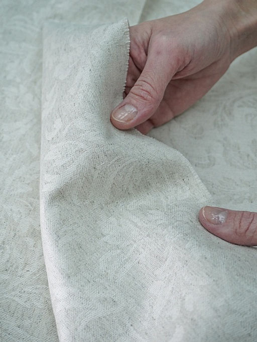 Полульняной жаккард Перепев цв.св.бежево-серый, ш.1.6м, лен-50%, хлопок-50%, 210гр/м.кв - Купава фото 3