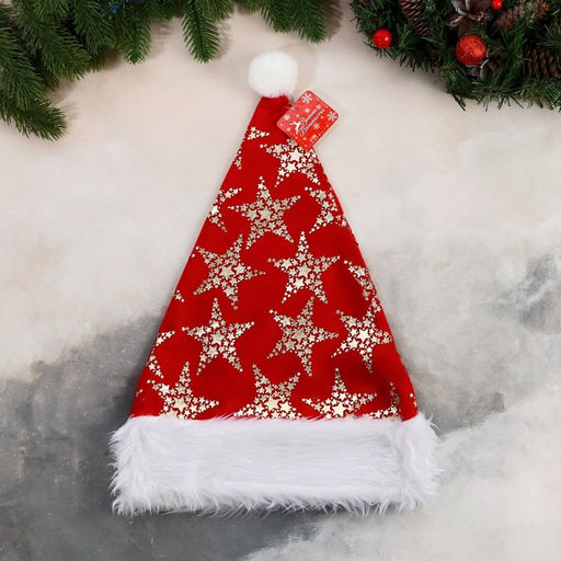 Колпак новогодний Феерия звёзды, 28х40 см, красный