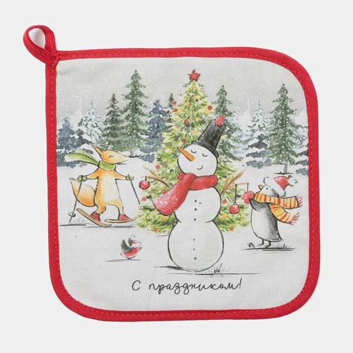 Прихватка С праздником 19х19см,100% х/л,ватин 250г/м2 - Этель фото 6