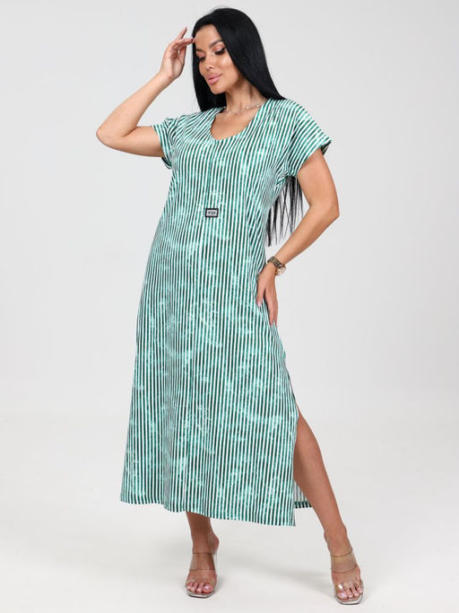 631 ПЛАТЬЕ ЖЕНСКОЕ (Зеленый/полоса) - А-дина фото 2