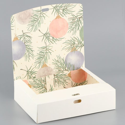 Коробка подарочная новогодняя складная двухсторонняя «Новогодние шары», 20 х 18 х 5 см, Новый год