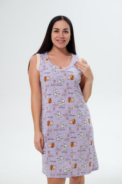 Ночная сорочка женская из кулирки Мария фламинго макси - Амадэль фото 8