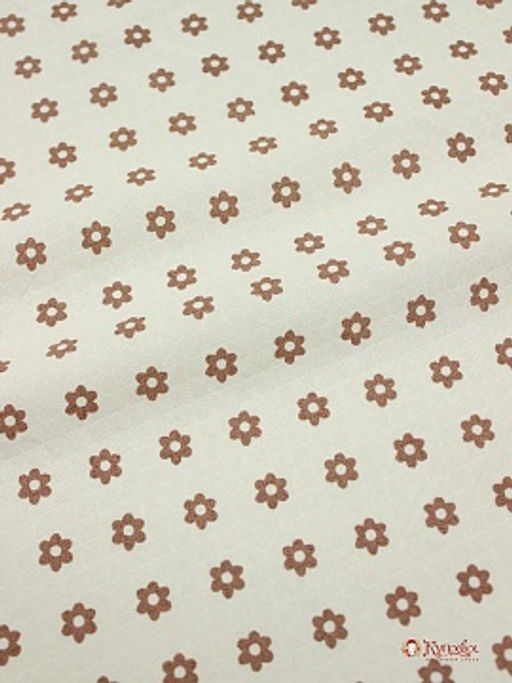 Муслин двухслойный с эф.фактурной стежки Коричневые ромашки на молочном-2, СОРТ2, ш.1.39м, хл-100%