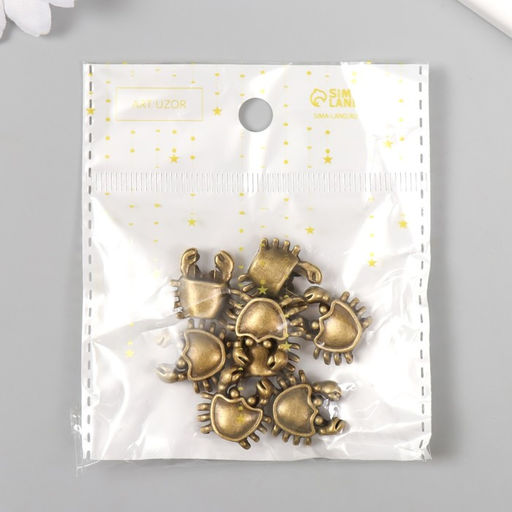 Цена за 8 шт. Бусина для творчества металл Крабик золото 1,7х1,7 см - Арт узор фото 4