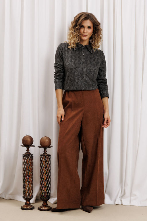 Костюм Gizart 5436 серый тигровый замша, коричневый