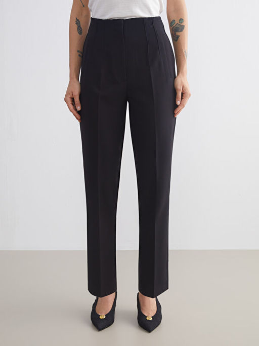 Y?ksek Bel Cigarette Pileli Kad?n Pantolon