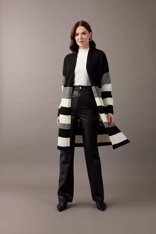 Кардиган стандартного кроя с V-образным вырезом - Defacto фото 2