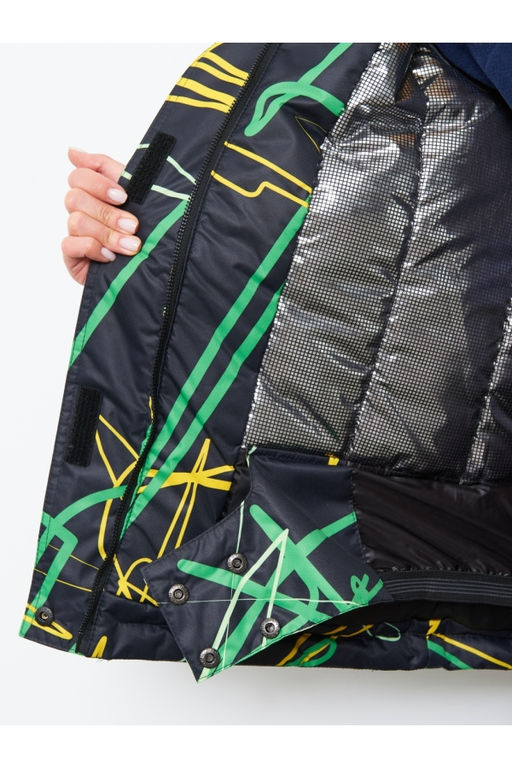 Акция -10%!!! М-155 Костюм зимний женский Принт черно/зеленый