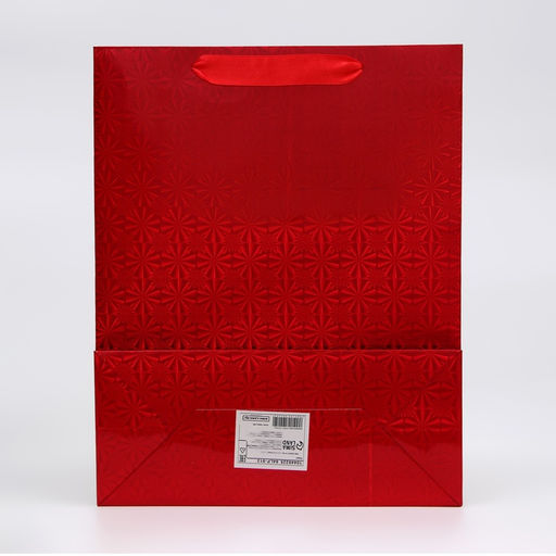 Цена за 12 шт. Пакет подарочный, фольгированный, упаковка, с окном, Красный, M 32?25.5?11 см - UPAK LAND фото 2