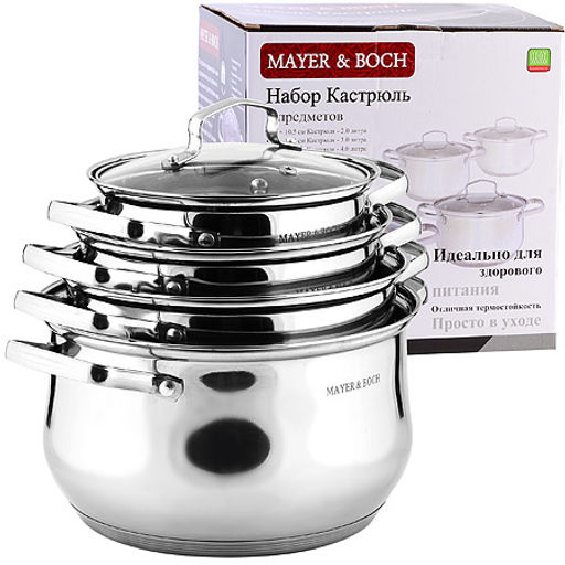 40455 Набор кастрюль 2л+2,8л+3,8л+5л нерж/ст MB (х4) - Mayer&boch фото 4