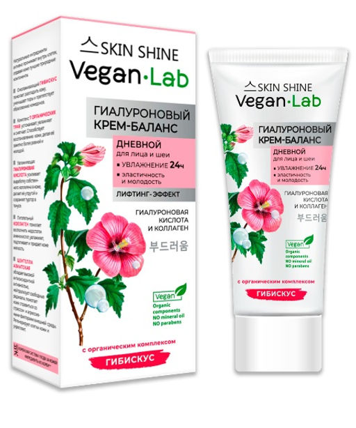 Veganlab Skin Shine Крем-баланс гиалуроновый дневной д/лица и шеи, 60мл.12 /50250/