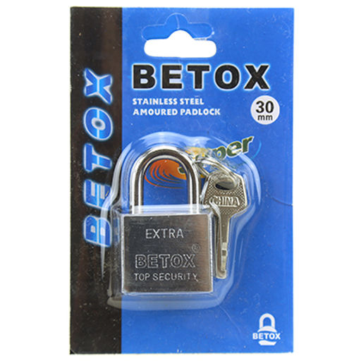 Замок навесной, стальной 30мм "EXTRA" "Betox", 30х50х14мм, 3 ключа, в блистере (Китай)