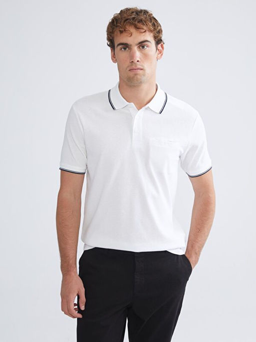 Polo Yaka K?sa Kollu Penye Erkek Ti??rt