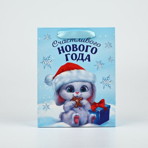 Цена за 2 шт. Пакет подарочный новогодний ламинированный «Счастливого Нового года», MS 18 х 23 х 10 см