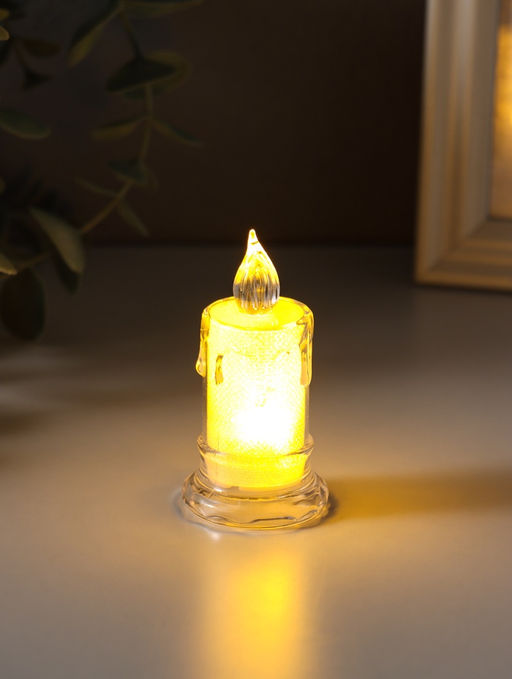 Цена за 4 шт. Светодиодная свеча LED - ночник RISALUX «С подтёками», 3×LR41, прозрачный, 3.5×3.5×7.2 см