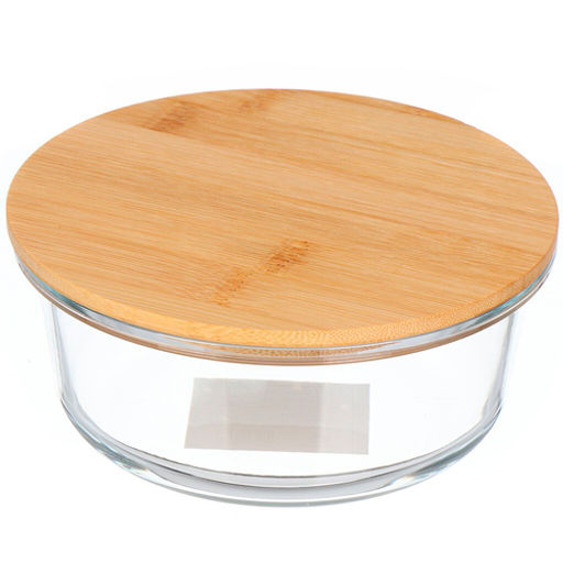 Контейнер пищевой жаропрочное стекло, 0.62 л, 15х15х7 см, круг., с бамбуковой кр., Y4-6575 (433960) /DANIKS/  фото 2
