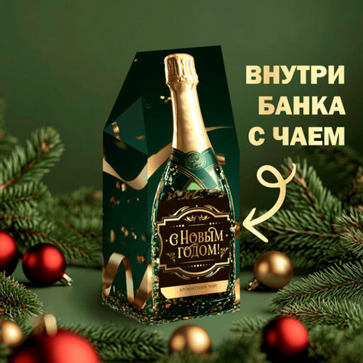Чай в подарочной упаковке шампанское (С Новым годом), чёрный с чабрецом, 50 г. - 8 чудо фото 2