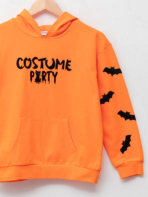 Kap??onlu Bask?l? Uzun Kollu K?z ?ocuk Sweatshirt - Waikiki фото 3