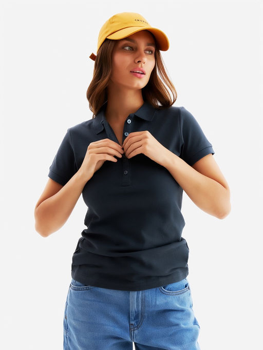 Футболка поло женская MINAKU: Basic line, графит, размер 44