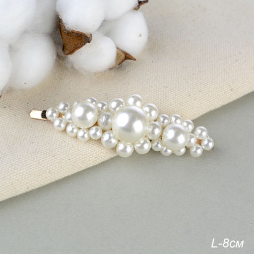 Невидимка для волос 8 см Жемчук / 2125-2 /уп 12/золото