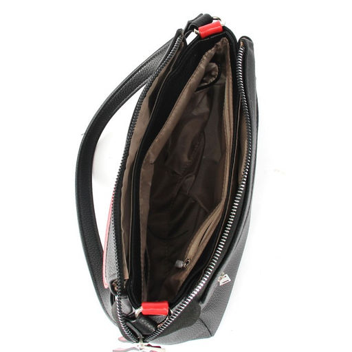 Сумка женская искусственная кожа ADEL-201/2в, 3отд, плеч/рем-стропа, черный/красный флотер 258607 - Adelia фото 3