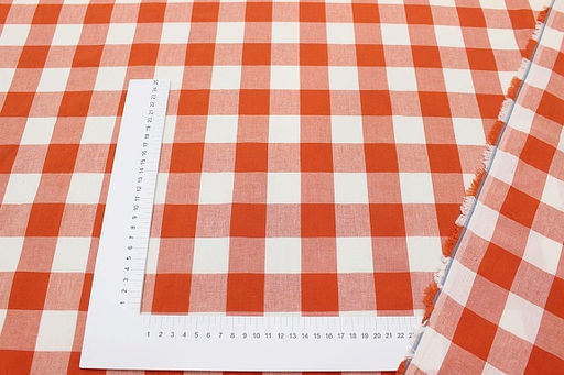 Вареный (стираный) хлопок Клетка (3.0*3.5см) цв.оранжевый терракот, ш.2.5м, хл-100% - Купава фото 3