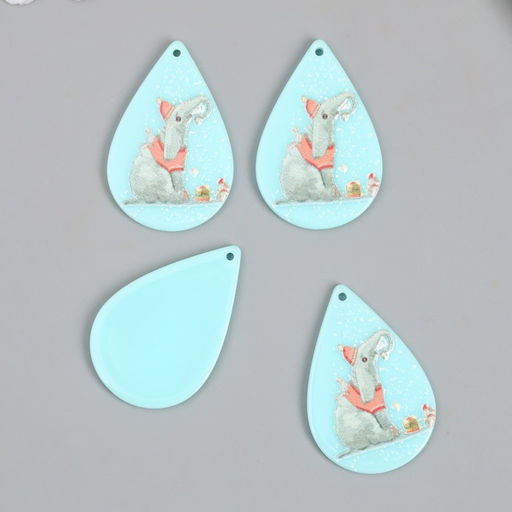 Цена за 4 шт. Декор для творчества акрил «Слон и мышка с кусочком торта», 0.2×2.6×3.9 см