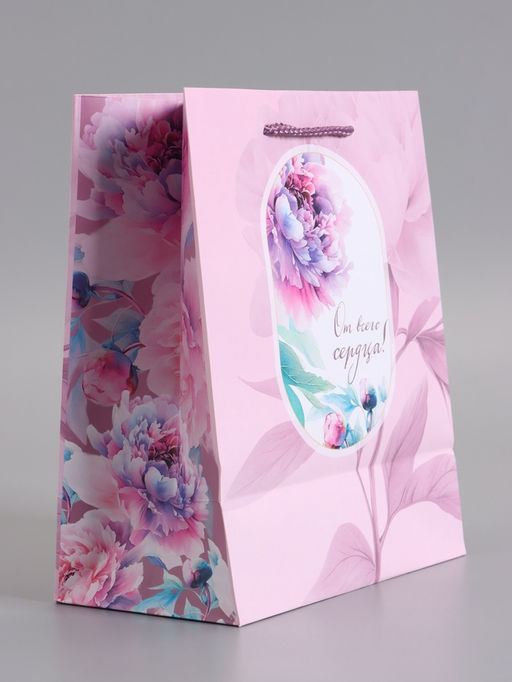 Пакет подарочный ламинированный «От всего сердца!», 18×22.3×10 см