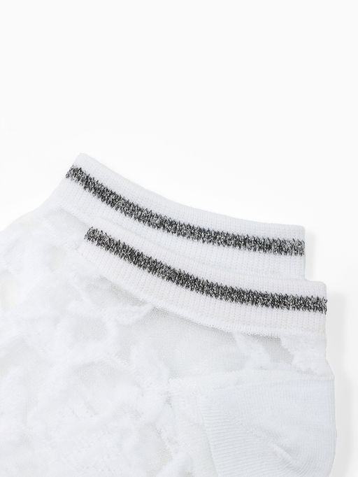 Цена за 2 шт. Носки стеклянные женские Цветочки, набор 2 пары, размер 35-37 (22-25 см), цвет белый, бежевый