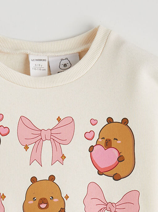 Bisiklet Yaka Capyfun Bask?l? K?z ?ocuk Kal?n Sweatshirt