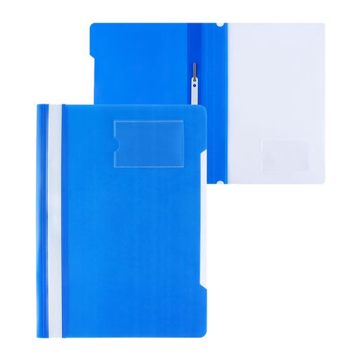 Цена за 10 шт. Папка-скоросшиватель Calligrata, А4, 180 мкм, карман для визитки, прозрачный верх, синяя