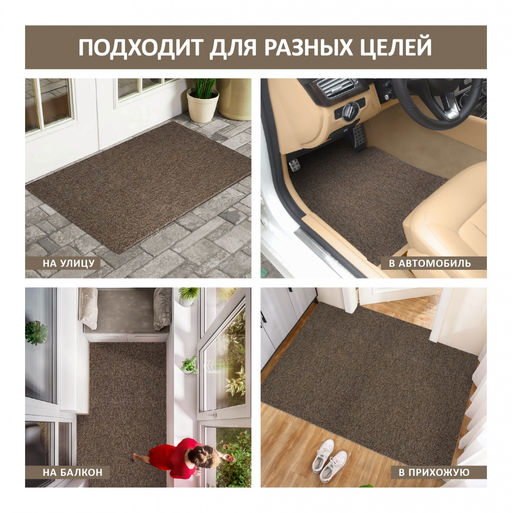 Коврик влаговпитывающий icarpet ПРАКТИК антискользящий 80х120 мокко 02  фото 2