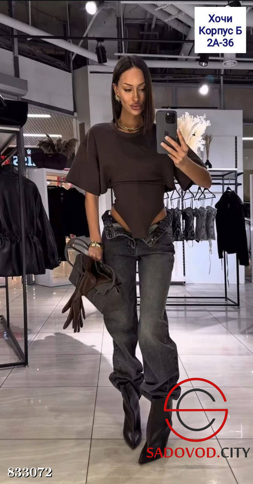 Футболка с корсетом однотонная - Bruno фото 6