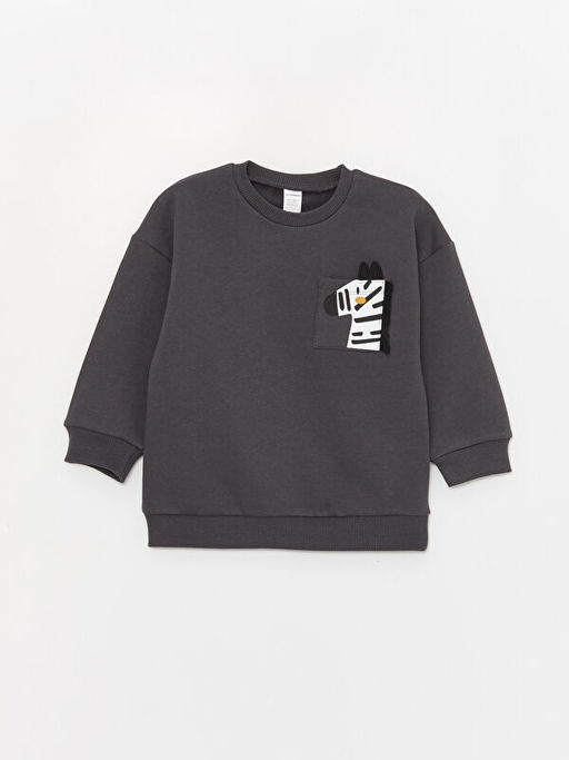 Bisiklet Yaka Uzun Kollu Bask?l? Erkek Bebek Sweatshirt 2li - Waikiki фото 2