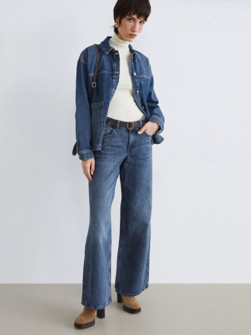 Wideleg Kad?n Jean Pantolon