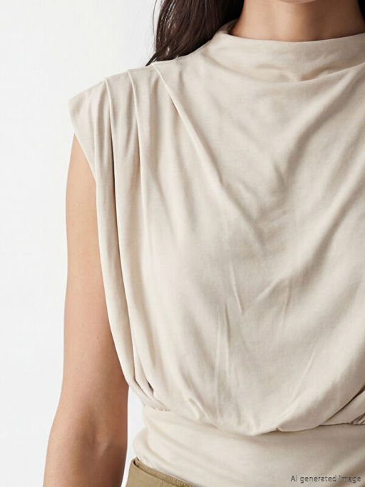 Блузка Dik Yaka Buzgulu Mock Neck Ruched Blouse с воротником стойкой драпированная