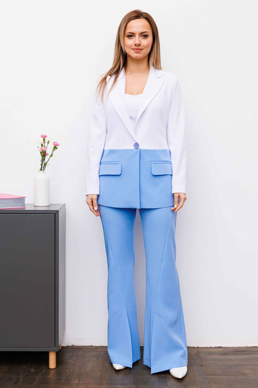 Жакет AURA 1091-164 белый, голубой  фото 5