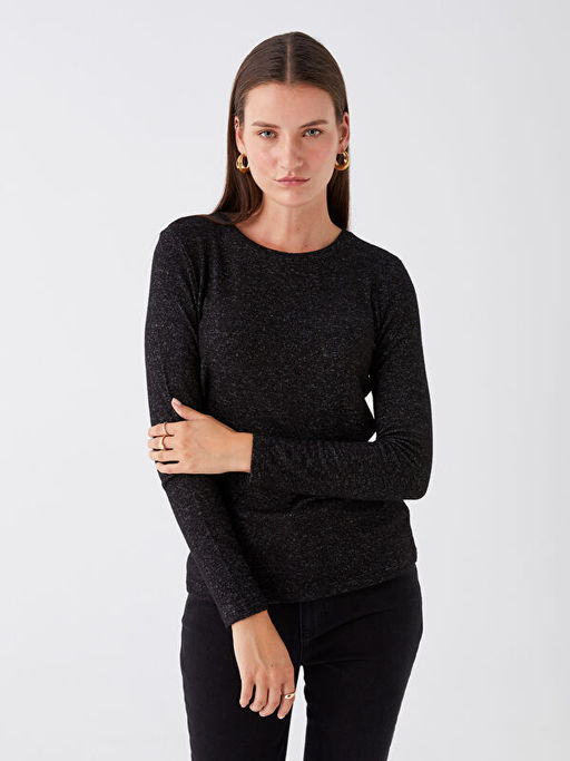 Bisiklet Yaka D?z Uzun Kollu Kad?n Bodysuit