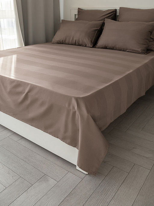 Простыня сатин-страйп 160x240 коричневый сатин