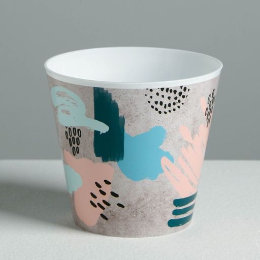 Кашпо для цветов «Яркие мазки», 800 мл, d=12 см, h=11 см, пластиковое