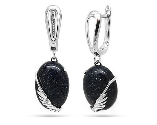 Серьги из серебра авантюрин, МЦВ019