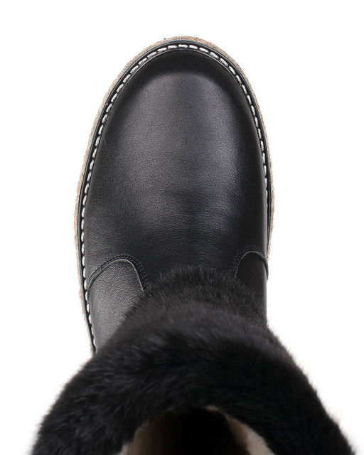 Унты женские на войлочной подошве.Черн., Черная "норка". Молния