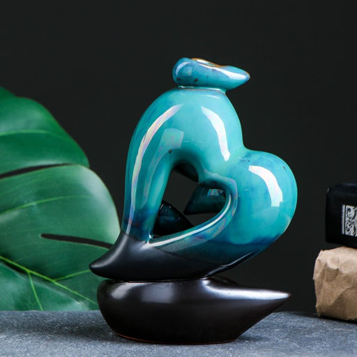 Подставка для благовоний TAKE IT EASY «Сердце», стелющийся дым, зелёное, 13×9×16 см