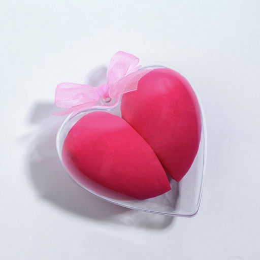 Спонжи для макияжа «Сердце», в футляре, 2 шт., розовые