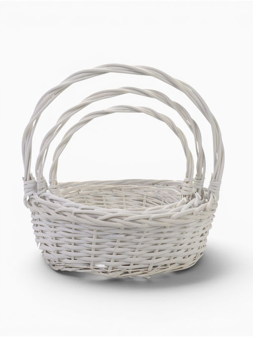 Набор корзин 3 шт ИВА  36x28x13 31x23x12 25x18x10 см ручка h=26/23/20см белый  (10296383)