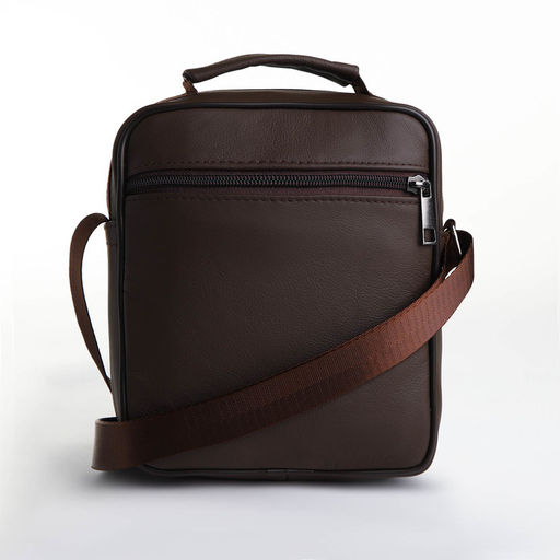 Сумка кросс-боди мужская на молнии, с ручкой, 3 наружных кармана, 17×8.5×20 см, коричневая