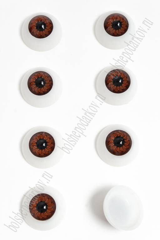 Фурнитура "Глазки объемные, круглые" 20 мм (20 шт) SF-3081, карие №4